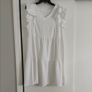 White Ruffle Sleeve Women's Top